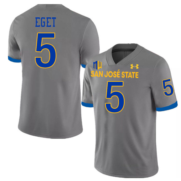 San Jose State Spartans #5 Walker Eget College Football Jerseys,Uniforms-Grey